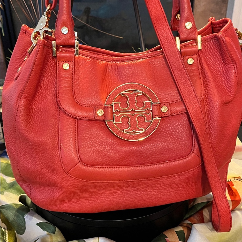 Tory Burch Orange Leather Shoulder/Crossbody  Bag